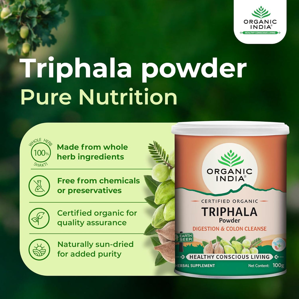 Organic India Triphala Capsule & Powder to Purify Blood & Cure Digestion