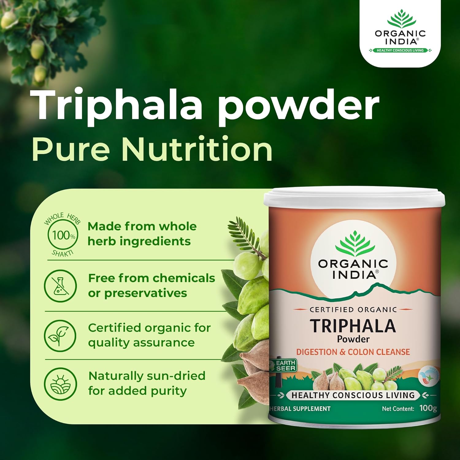 Organic India Triphala Capsule & Powder to Purify Blood & Cure Digestion