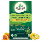 Organic India Tulsi Green Tea Honey Lemon 25 & 100 Teabags