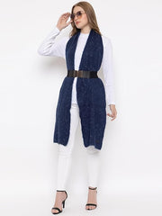 513 Women Acrylic Woolen Solid Plain Casual Warm Winter Wear Luxurious Muffler Scarf Stole,Navy