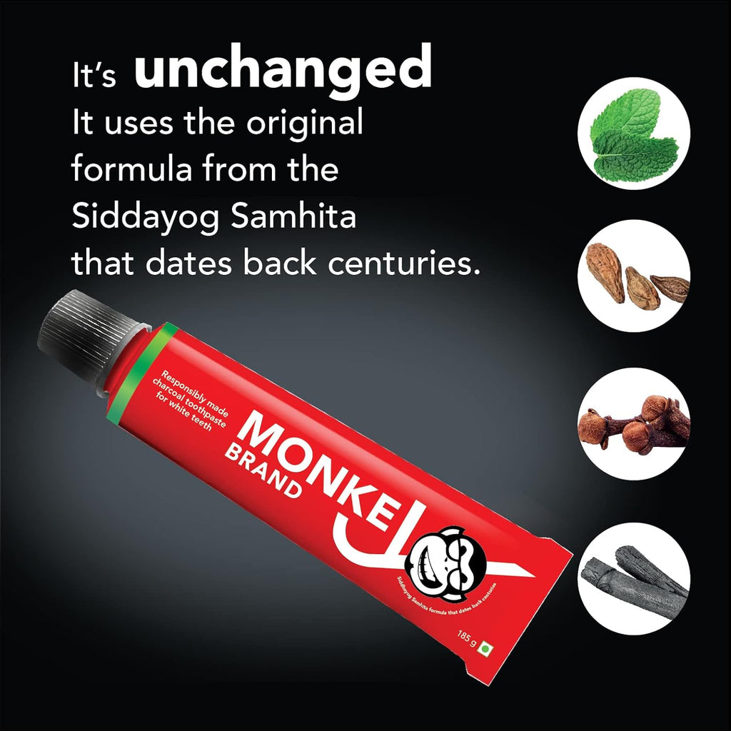 Monkey Ayurvedic Herbal Charcoal Nogi Whitening Stain Removal Toothpaste 185g