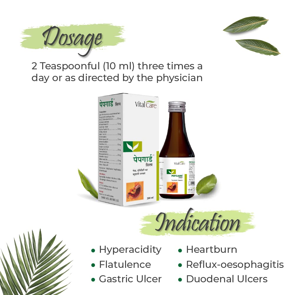 Vital Care Ayurvedic Pepgard Syrup Sugar Free Syrup & Tablets
