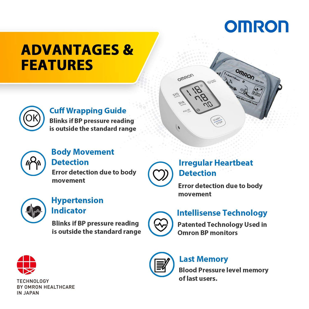 Omron HEM 7121J Fully Automatic Digital Blood Pressure Monitor with Intellisense Technology White