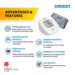Omron HEM 7121J Vollautomatisches digitales Blutdruckmessgerät mit Intellisense-Technologie und Anleitung zum Anlegen der Manschette für genaueste Messungen (weiß)