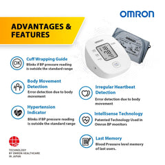 Omron HEM 7121J Fully Automatic Digital Blood Pressure Monitor with Intellisense Technology & Cuff Wrapping Guide for Most Accurate Measurement (White)