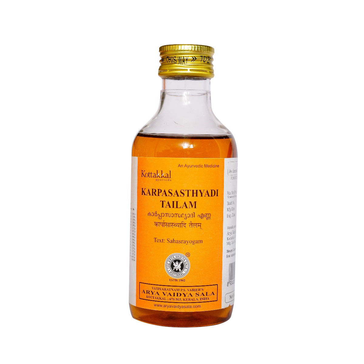 Kottakkal Ayurvedic Karpasasthyadi Tailam Oil 200ml