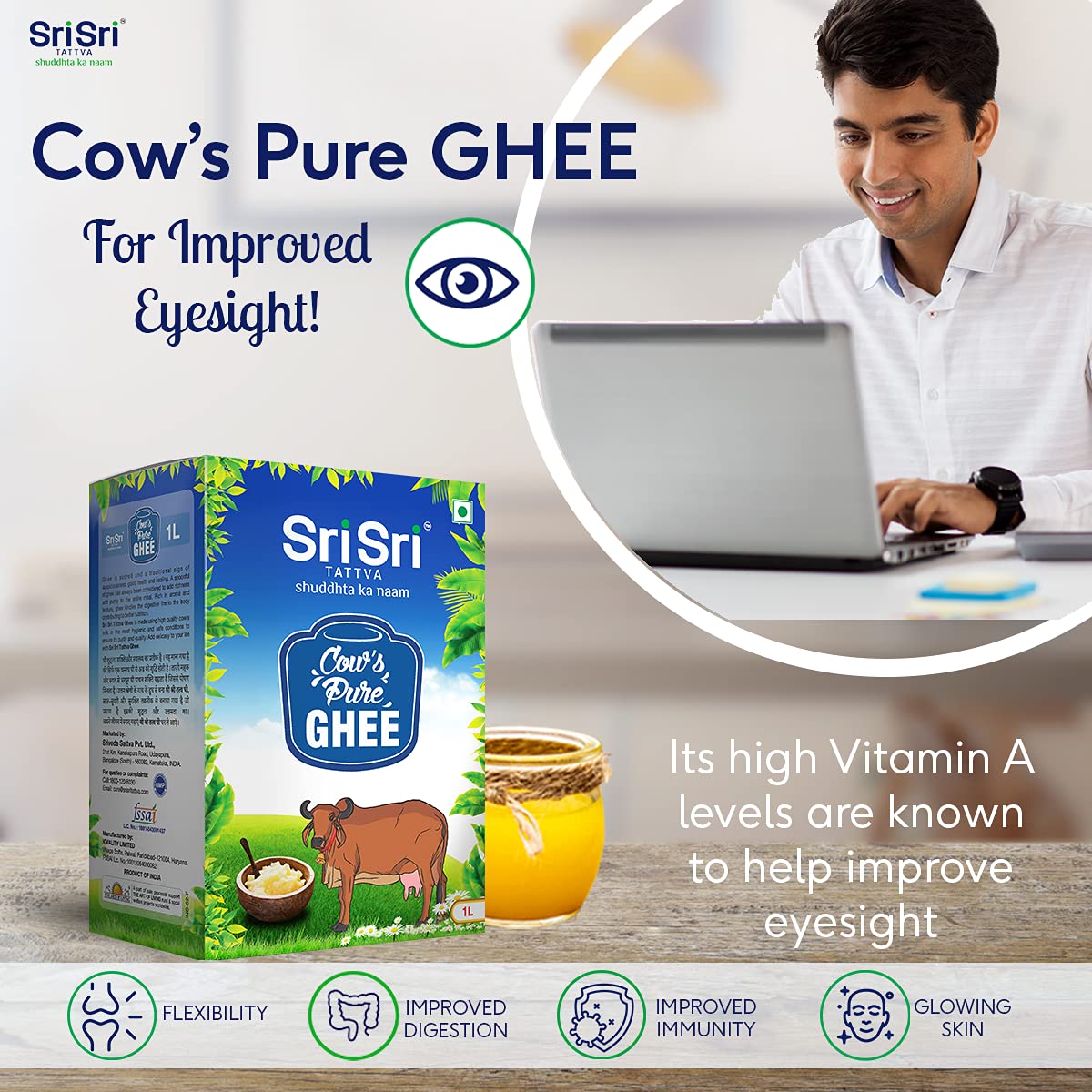 Sri Sri Tattva Cow Ghee Pure Cow Ghee For Better Digestion and Immunity Ghee