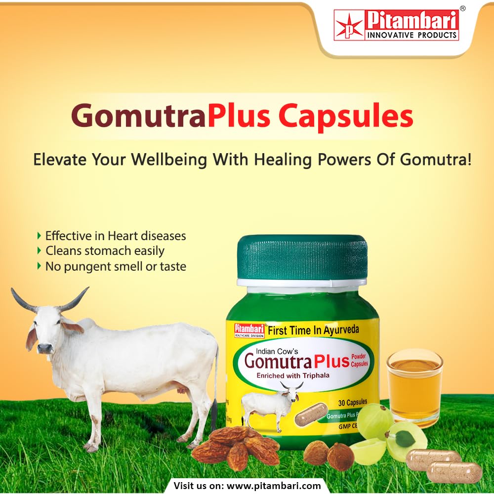 Pitambari Ayurvedisches Gomutra Plus, angereichert mit Triphala-Pulverkapsel