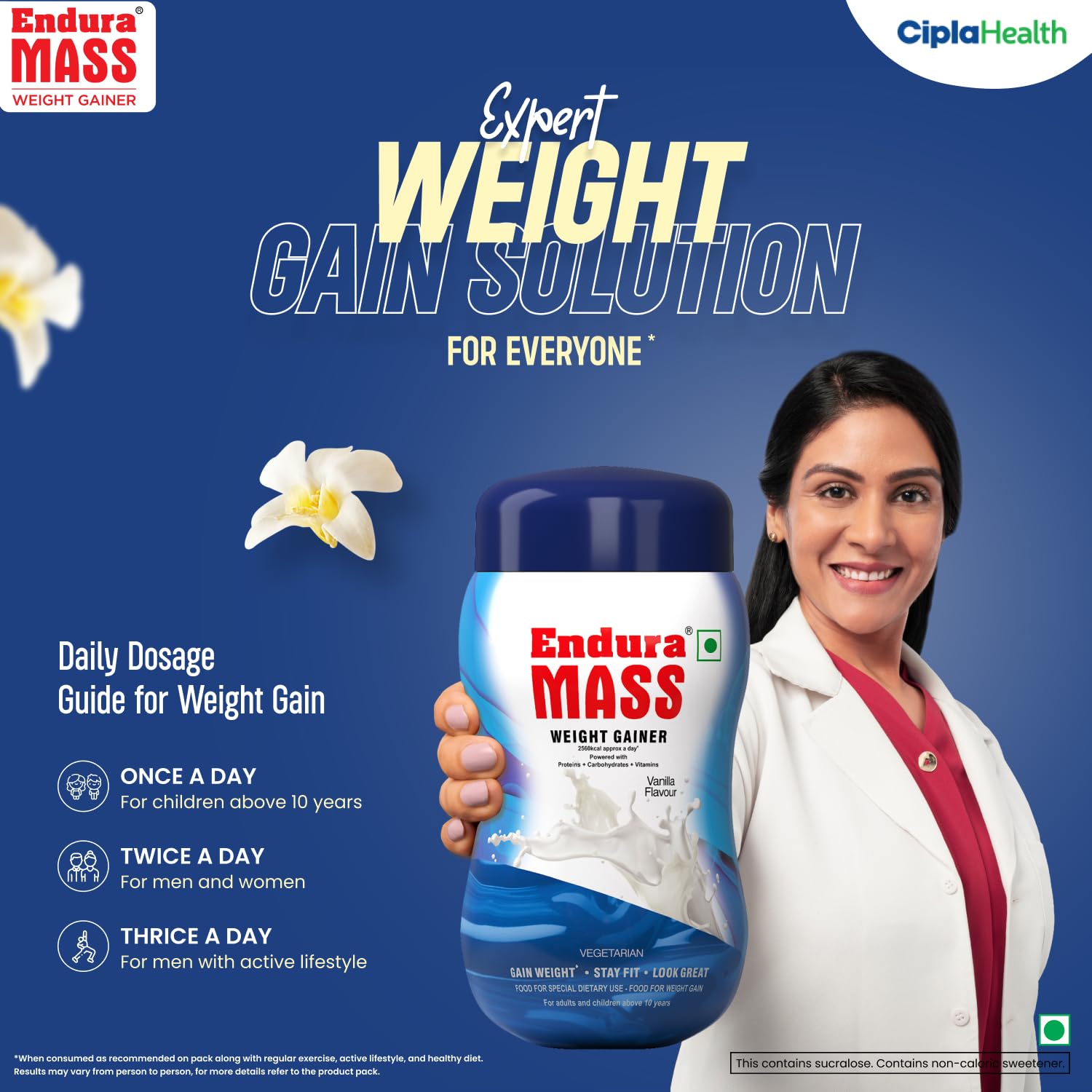 Endura Mass Ayurvedischer Weight Gainer, Pulver mit Banane, Schokolade und Vanillegeschmack