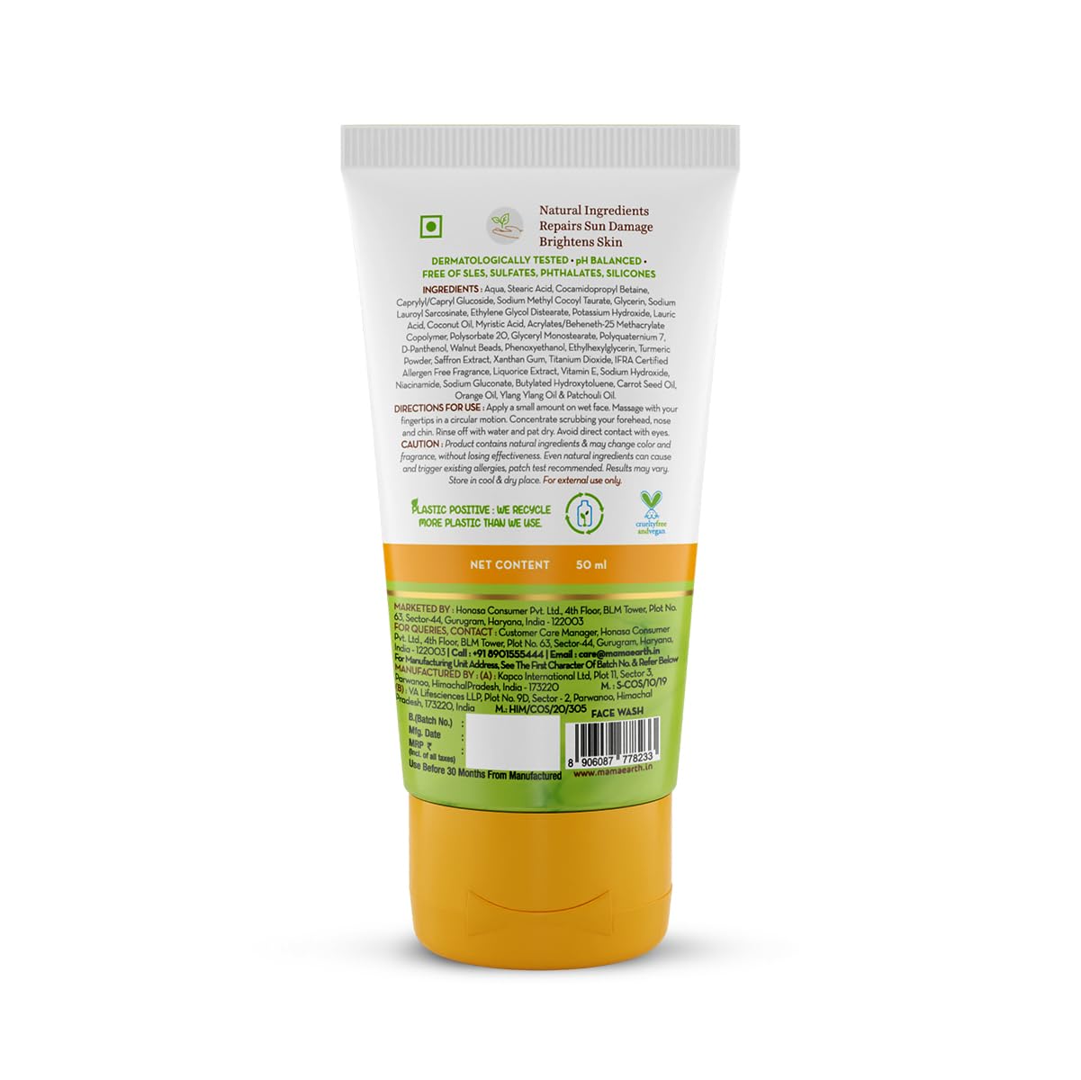 Mamaearth Ubtan Face Wash with Turmeric & Saffron for Tan Removal