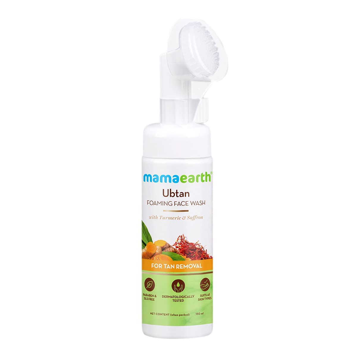 Mamaearth Ubtan Foaming Face Wash with Turmeric and Saffron for Tan Removal 150ml