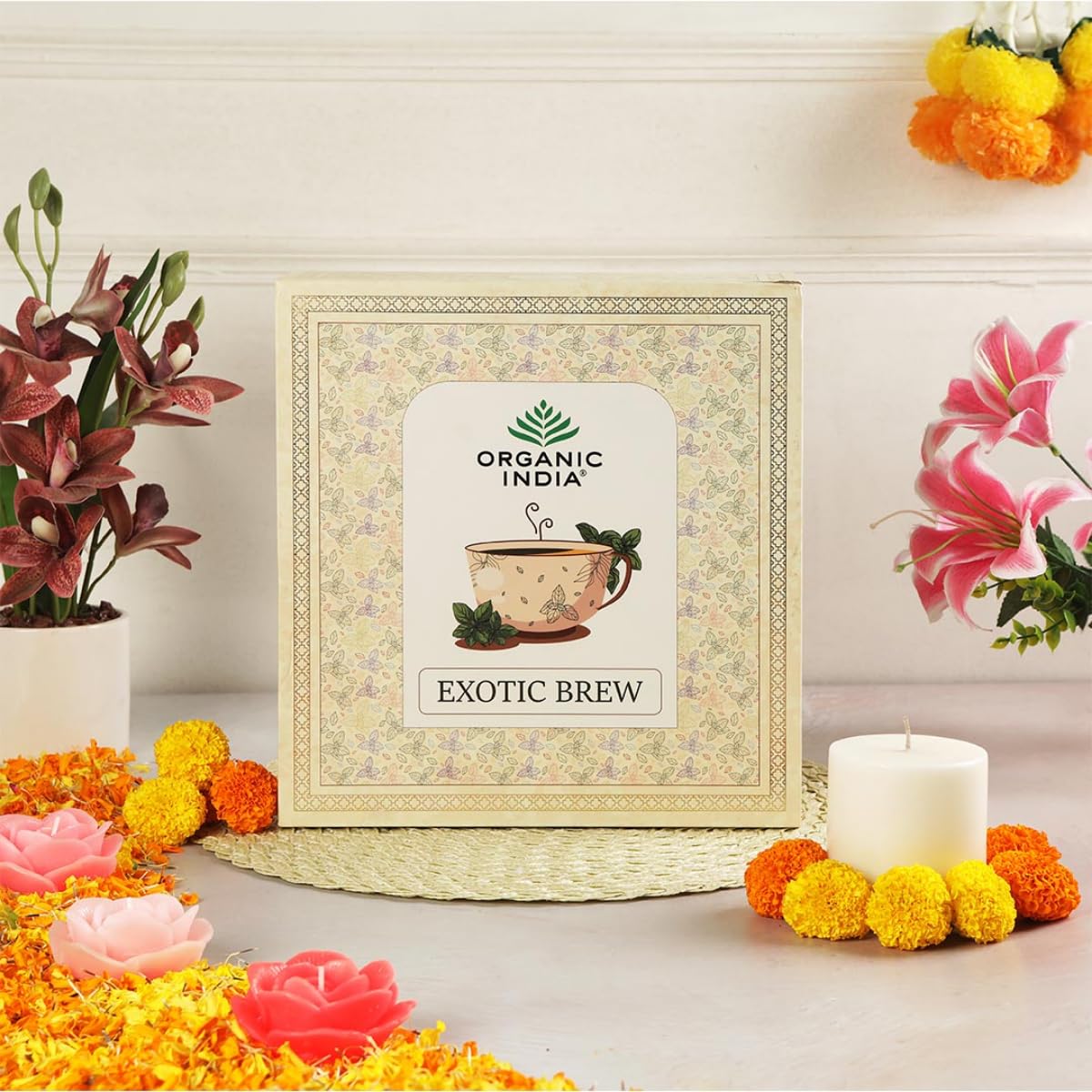 Organic India Exotic Brew Gift Box with Tea Infuser 3 X 100g