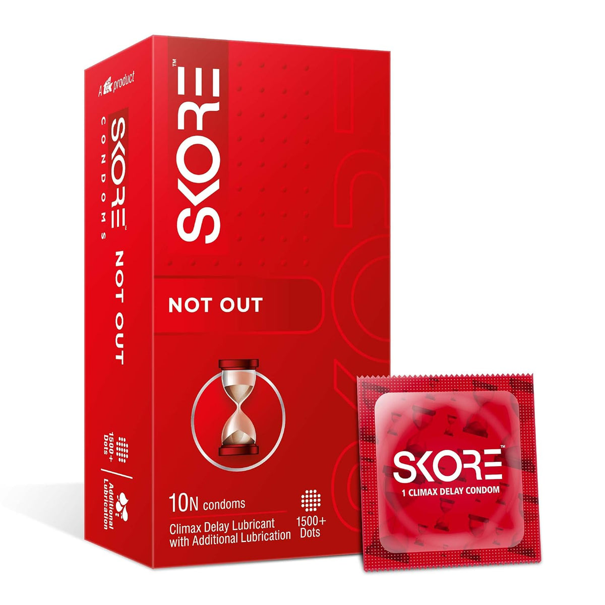 Skore Not Out Condoms 1500+ Dots Colored Climax Delay Condoms