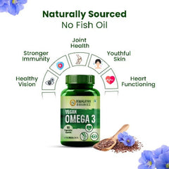Himalayan Organics Omega 3 6 9, veganes, natürliches Nahrungsergänzungsmittel für Muskeln, Knochen, Herz und Haut, 90 Kapseln
