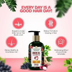 Himalayan Organics Zwiebelöl-Shampoo für Haarwachstum, ohne Parabene und ohne Sulfate, 300 ml