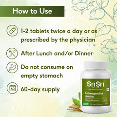 Sri Sri Tattva Ayurvedic Ashwagandha 500mg Acts as a Stress Reliever 60 Tablets