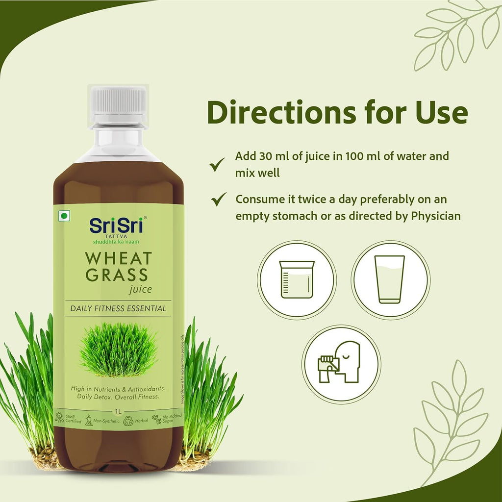 Sri Sri Tattva Ayurvedic Wheat Grass Juice Daily Fitness Essential Liquid 1 Litre