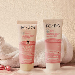 POND'S Bright Beauty Mineral Clay Facial Foam With Vitamin B3+ Oil Free Instant Glow Foam 90GM