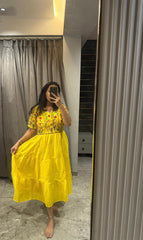 Bollywood Women Indian Ethnic Party Wear Pure Soft Maska Cotton Print Maxi Dress