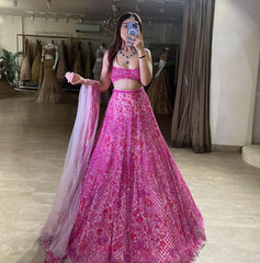 Bollywood Indian Pakistani Ethnic Party Wear Women Soft Pure Premium Butterfly Soft Net Embellished With Heavy Thread Embroidery Lehenga