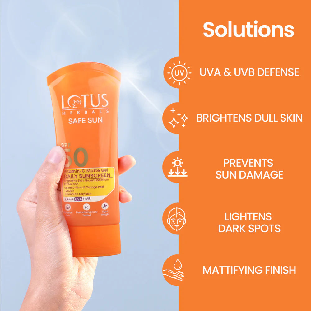 Lotus Herbals Cosmetics Safe Sun Vitamin C Matte GEL Daily Sunscreen SPF 50