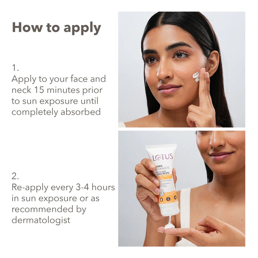Lotus Cosmetics Derma Botanics Daily UV Acne Sunscreen SPF 50+ PA +++++ 50g