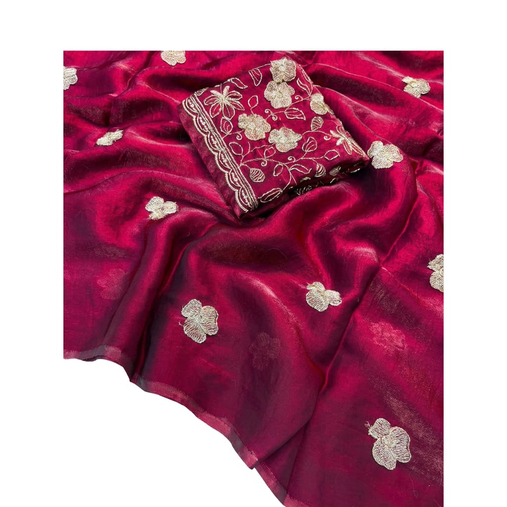 Shree Fendy Flower Two-Tone Space Silk Partywear Saree with Handwork Blouse