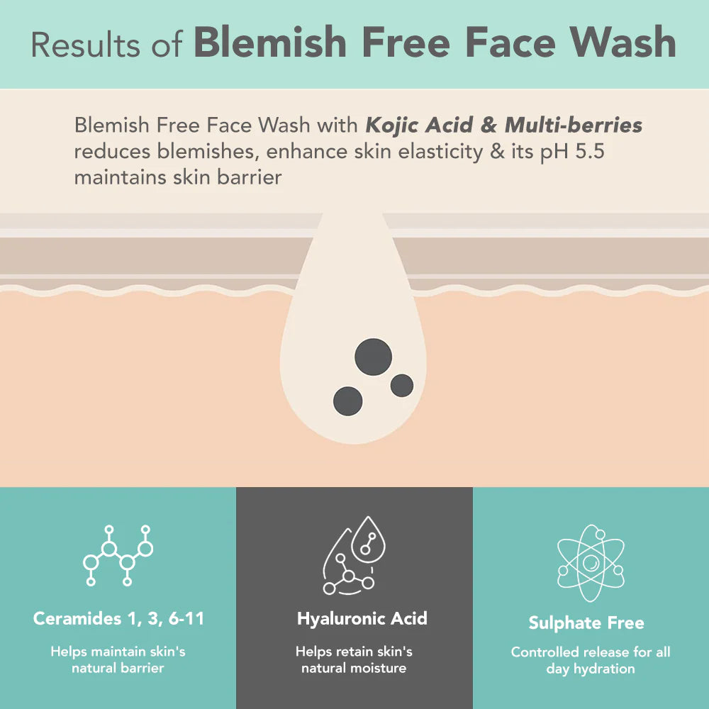 Lotus Cosmetics Derma Botanics Kojic Acid + Multi Berry Blemish Free Facewash 100g