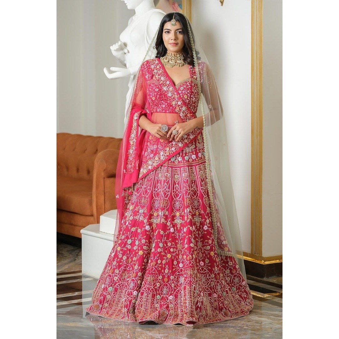 Bollywood Indian Pakistani Ethnic Party Wear Women Soft Pure Red Premium Malai Satin Silk Lehenga