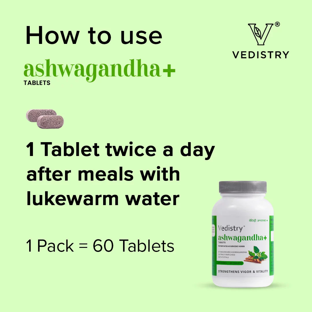 Vedistry Ayurvedic Ashwagandha + Strengthens Vigor & Vitality 60 Tablets