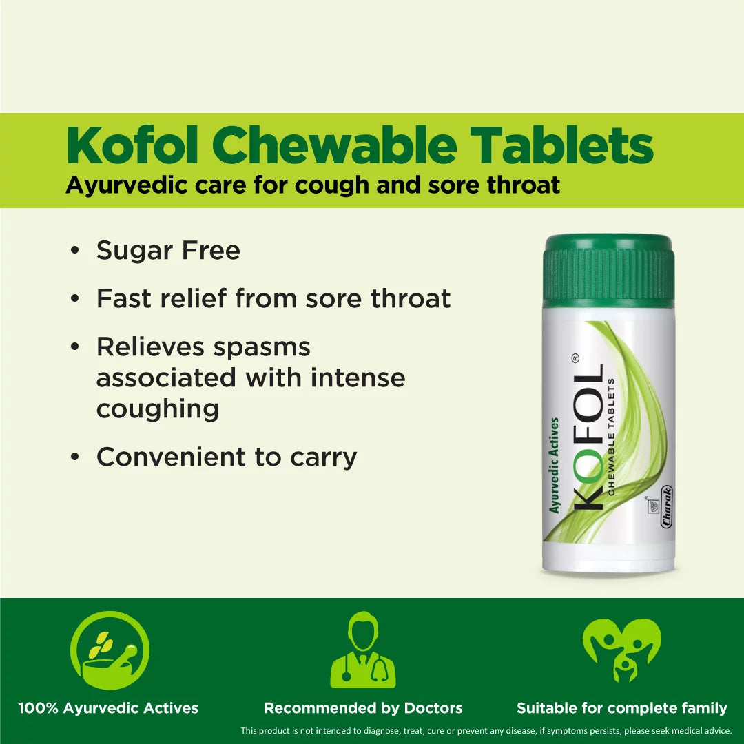 Charak Kofol Syrup,Roll On,Gargle,Rub,Chewable Tablets,Immunity Tablets & Kadha Range Kit