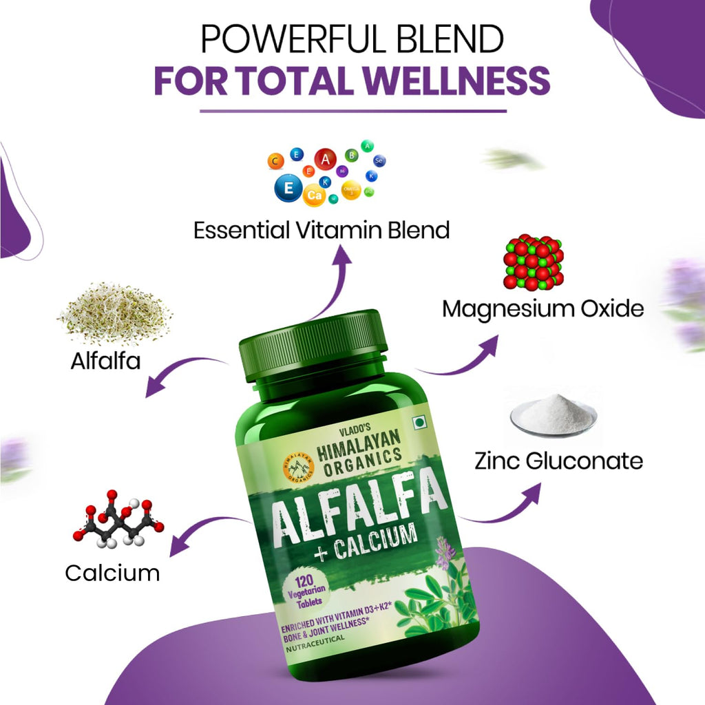 Himalayan Organics Alfalfa + Calcium 1200mg Vegetarian 120 Tablets