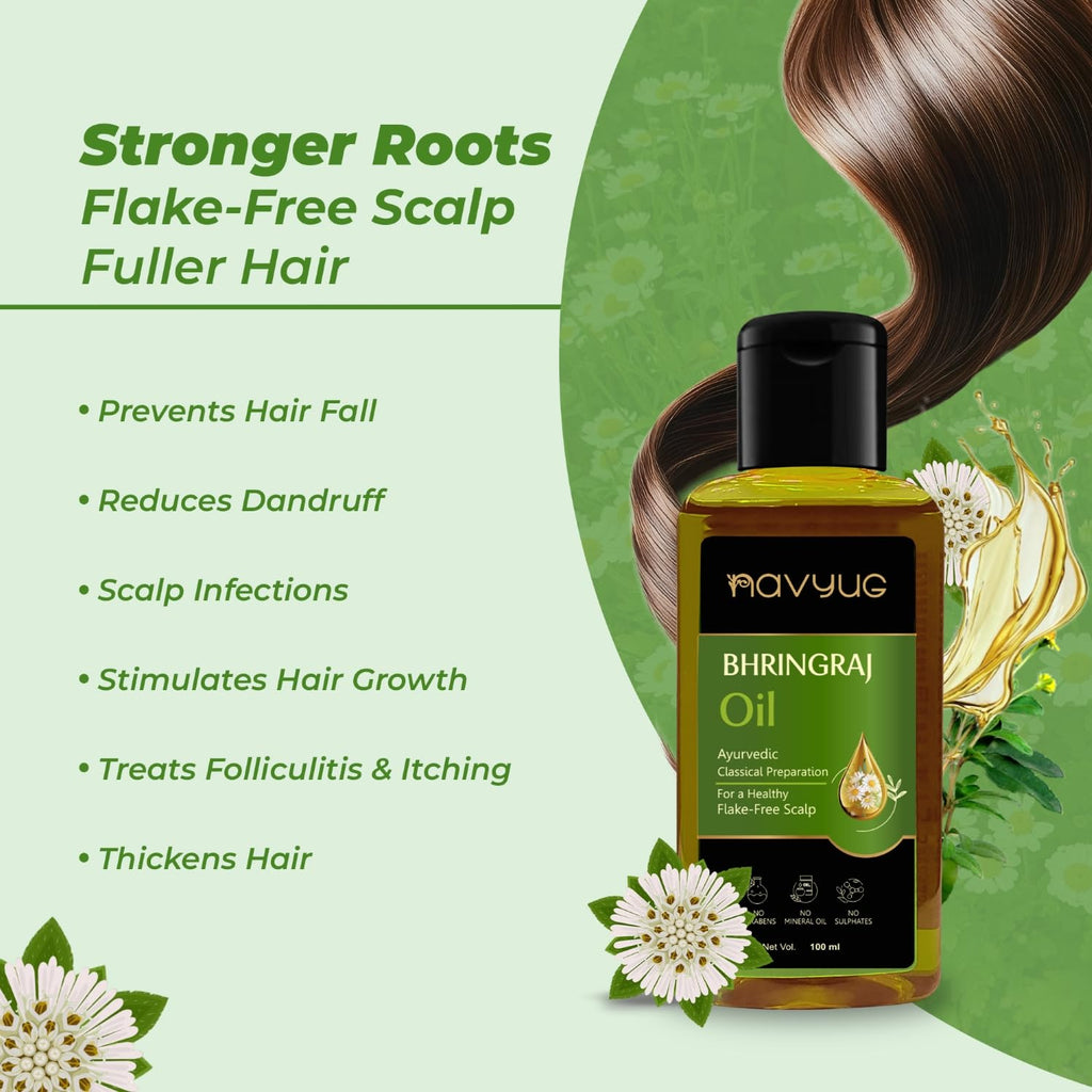 Leeford 100% Ayurvedic Navyug Bhringraj Hair Oil 3 X 60ml