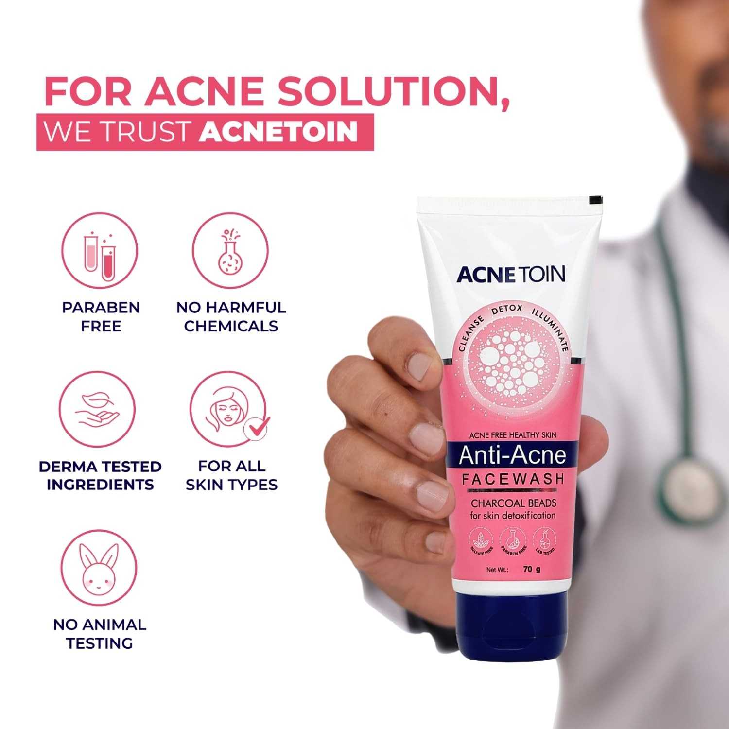 Leeford Cosmetics Acnetoin Anti Acne Facewash 70g