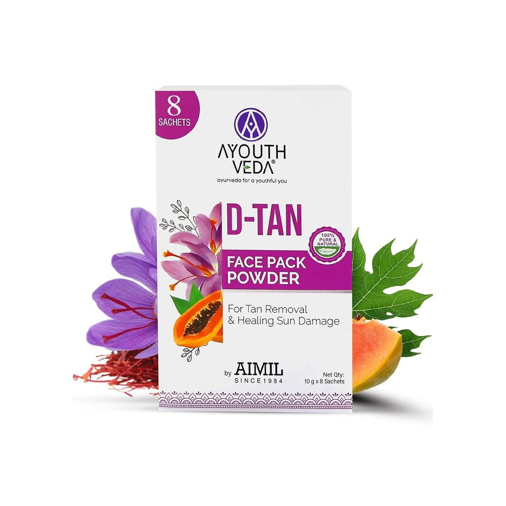 Aimil Ayouthveda Cosmetics D Tan Face Pack Powder 80gm (10gX8 Sachets)