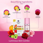Aimil Ayouthveda Cosmetics Luminous Skin Combo Vitamin C Face Pack Powder 10g × 8 Gulab Jal 100ml
