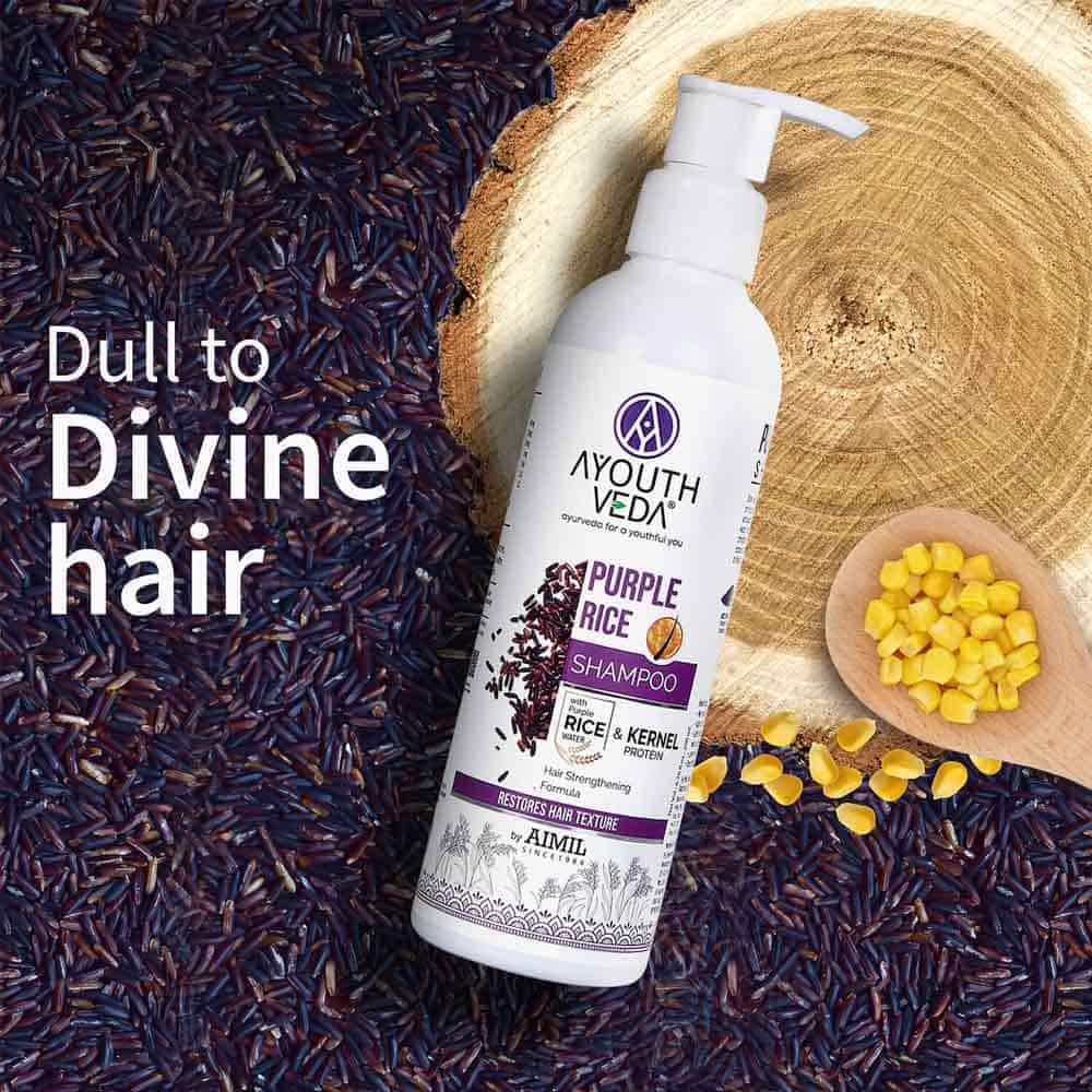 Aimil Ayouthveda Purple Rice Shampoo with Rice Water & Kernel Protein – 200ml