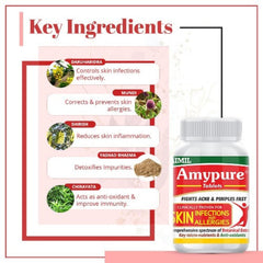 Aimil Ayurvedische Amypure-Blutreinigungstabletten für pickelfreie und strahlende Haut, Tabletten und Sirup