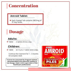Aimil Ayurvedic Amroid Ayurveda-Tabletten Poly Herbs Gesundheitsmedizin gegen Hämorrhoiden Vegetarische Salbe und Tabletten
