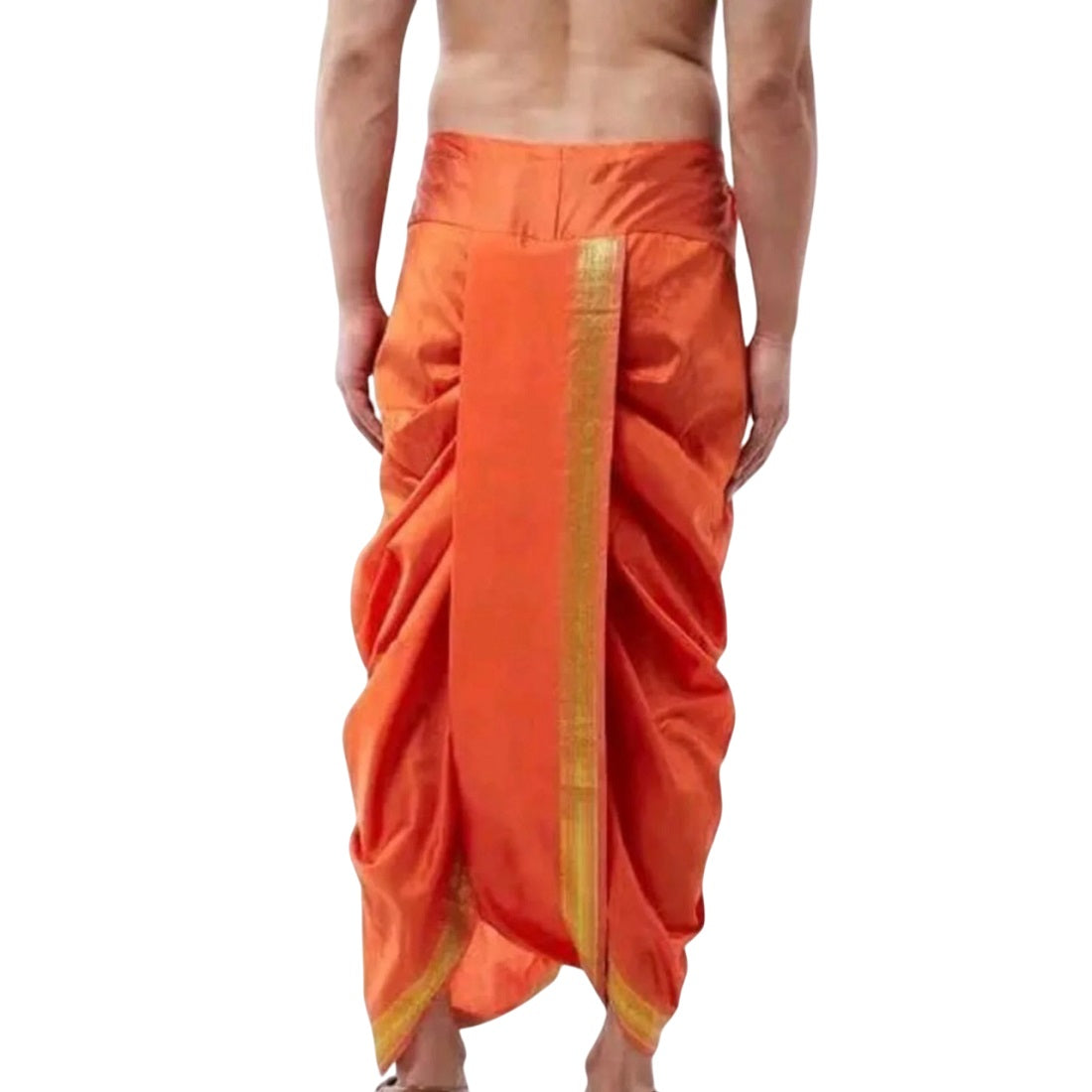 Indian Ethnic Party Wear Pure Soft Silk Border Readymade Men Dhoti for Dhoti Lovers