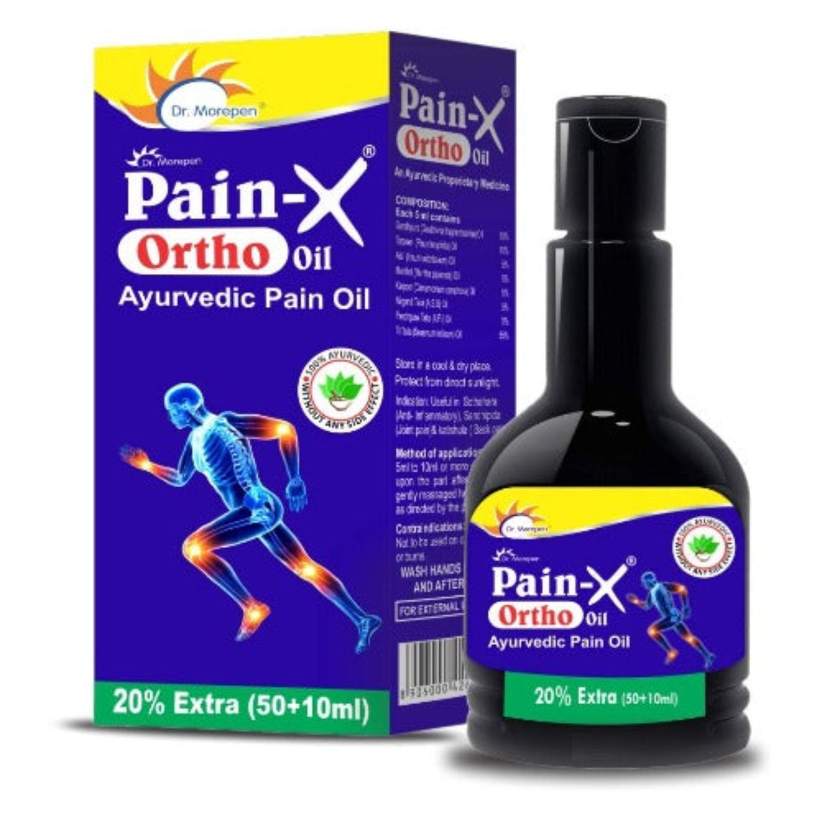 Dr.Morepen Pain-X Ortho Ayurvedic Pain Relief Oil For Joint,Knee,Back And Muscle Pain Back Oil 60 ML