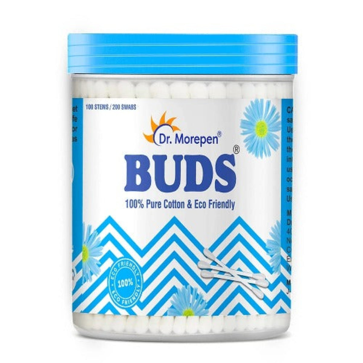 Наушники Dr.Morepen Buds из 100% чистого хлопка и экологически чистые наушники, 100 ватных палочек