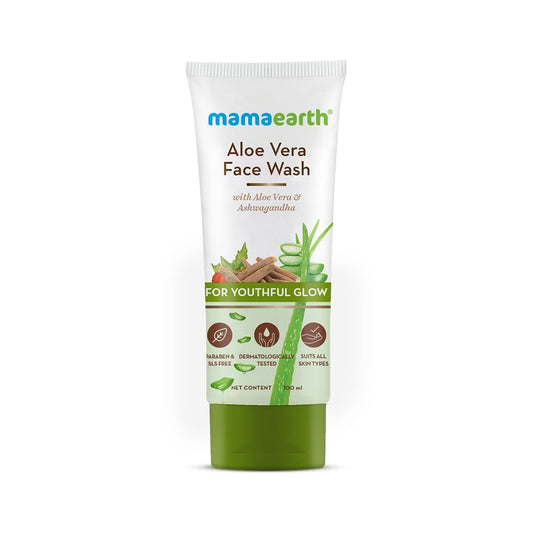 Mamaearth Aloe Vera Face Wash with Aloe Vera & Ashwagandha for a Youthful Glow 100ml