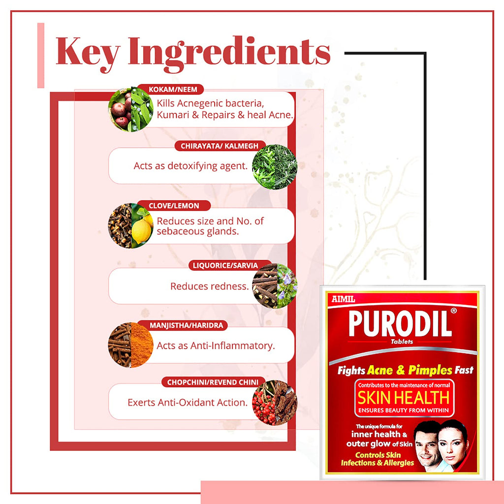 Aimil Ayurvedic Purodil Tabletten, Sirup, Cremegel und Pickel-Gesichtsgel