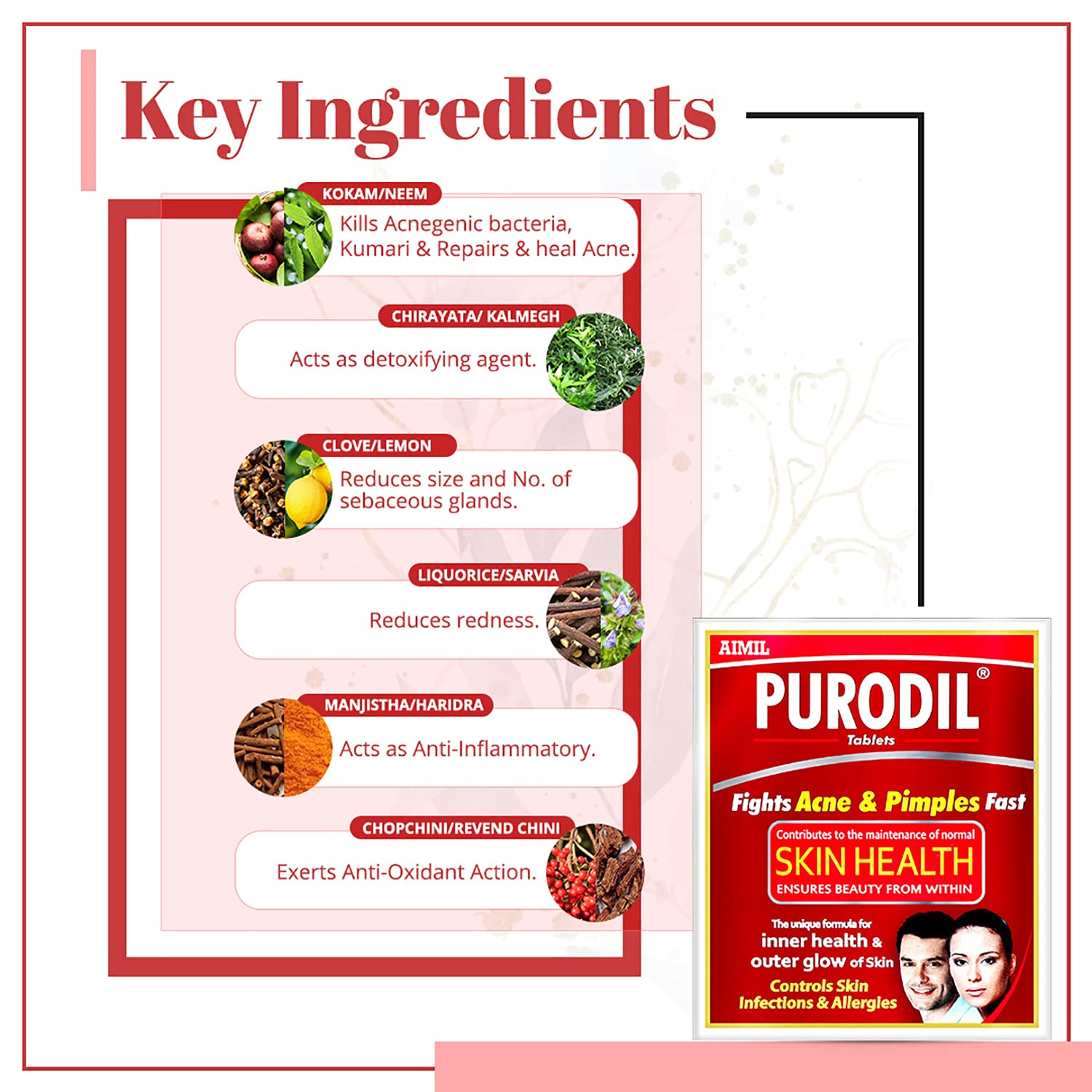 Aimil Ayurvedic Purodil Tabletten, Sirup, Cremegel und Pickel-Gesichtsgel