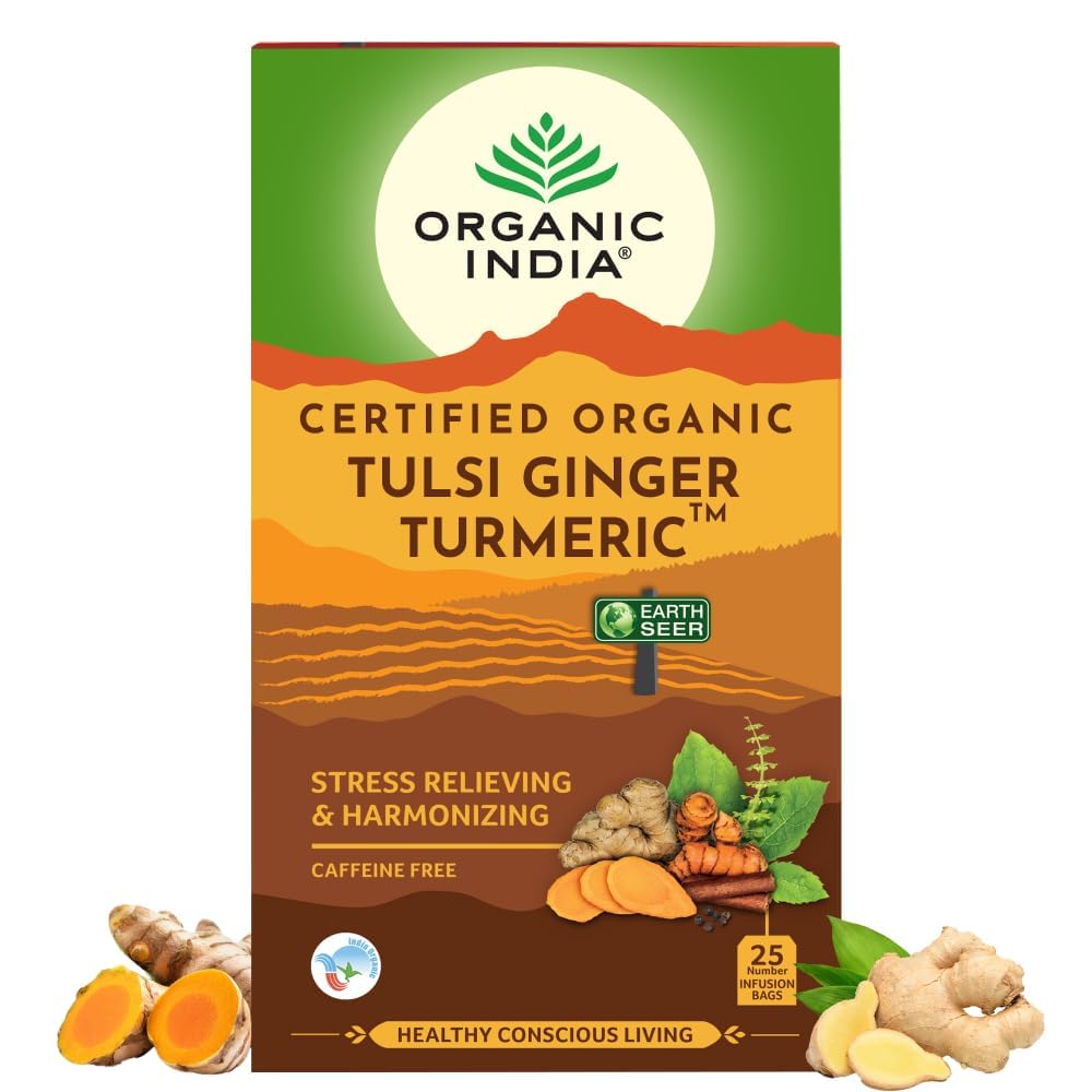 Organic India Tulsi Ginger Turmeric Green Tea 25 Infusion Bag