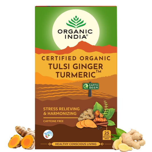 Organic India Tulsi Ginger Turmeric Green Tea 25 Infusion Bag