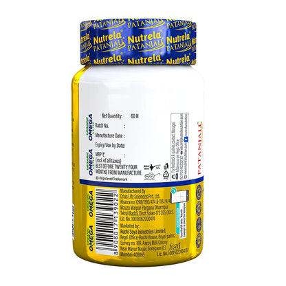 Patanjali Nutrela Organic Omega 3,6,7 & 9 For Heart,Skin,Eyes & Brain 60 Capsules