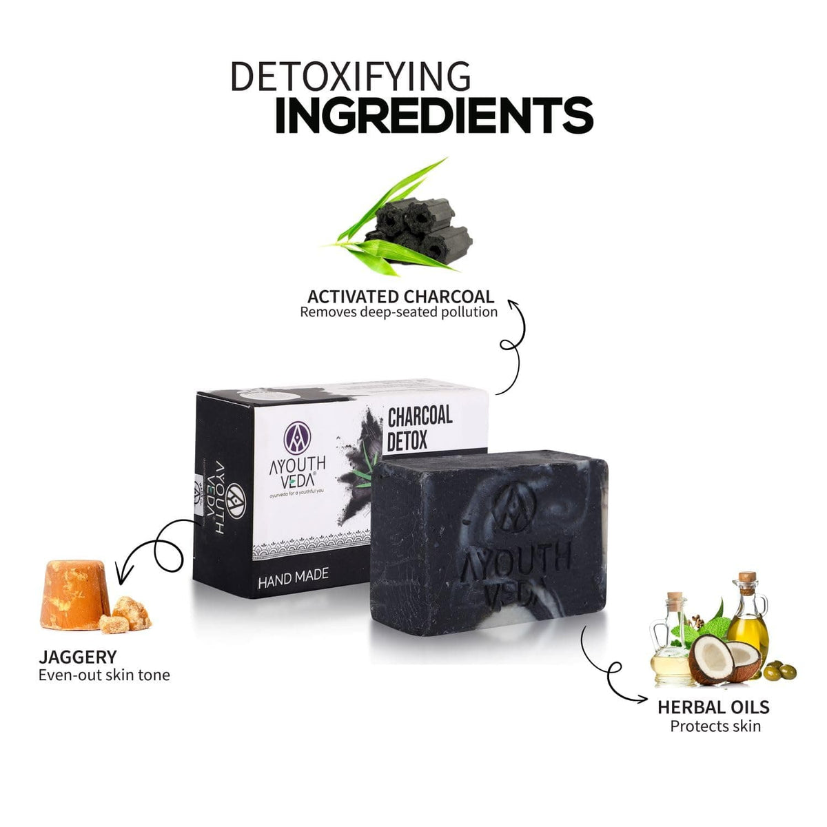 Ayouthveda Charcoal Detox Handmade Castile Soap – 110g
