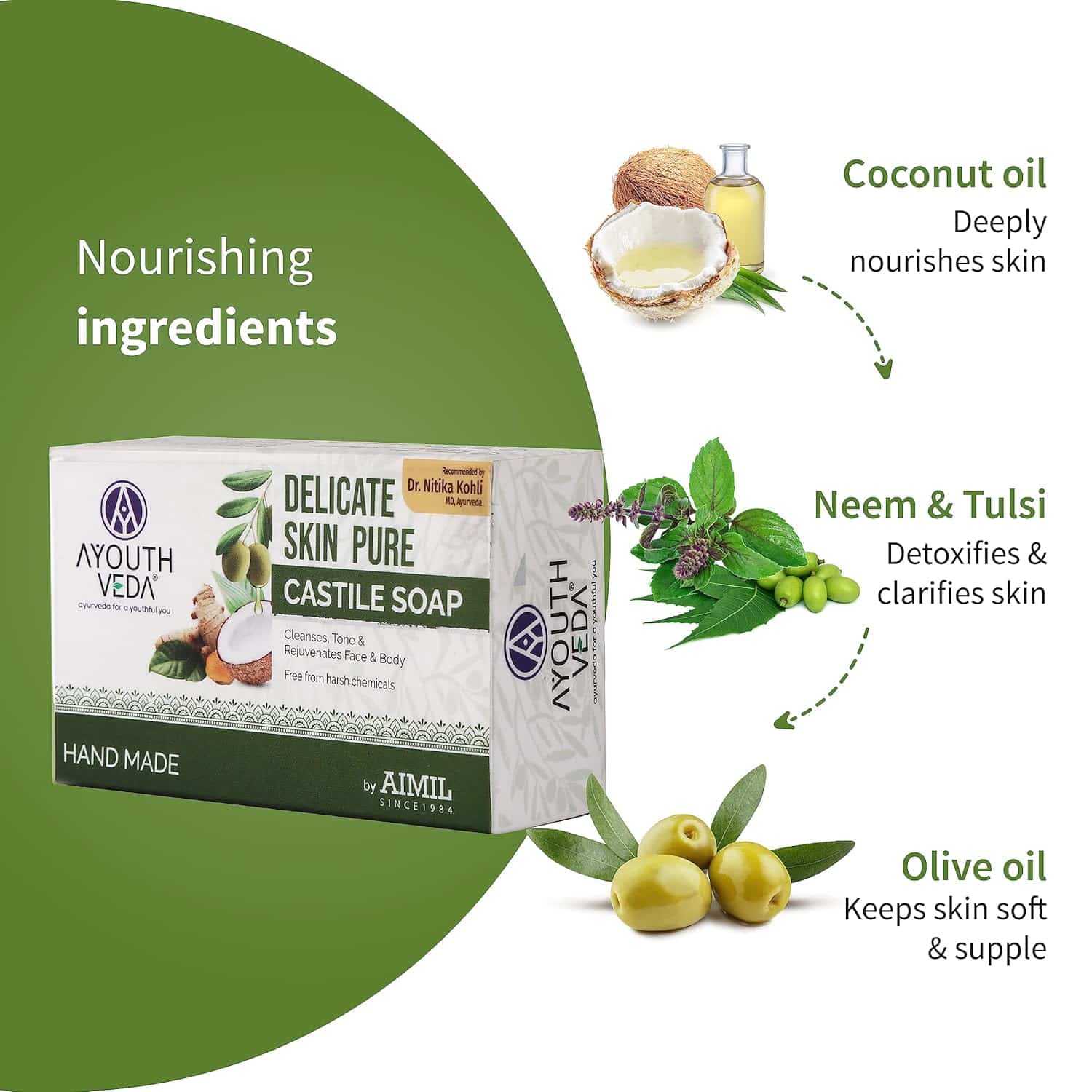 Ayouthveda Neem & Tulsi Handmade Castile Soap – 110g
